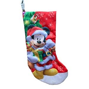 Disney x Kurt Adler Santa Mickey Mouse Satin Christmas Stocking 18” Holiday